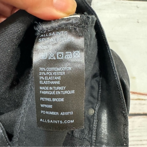 ALLSAINTS SPITALFIELDS women’s cigarette skinny jeans in size 28 Shiny Black EUC - Picture 14 of 16